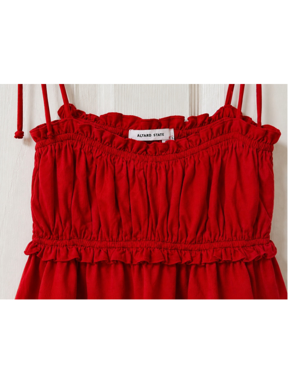 Altar’d‎ State Red Smocked Ruffle Peplum Tie Strap Tank Top Women’s Size S - Picture 9 of 10